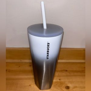 Starbucks White/Silver Ombre Stainless Steel 2021 Holiday Tumbler